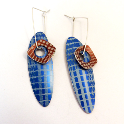 oval earrings blue/bronze