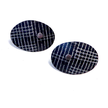 oval earstuds pewter weave pattern